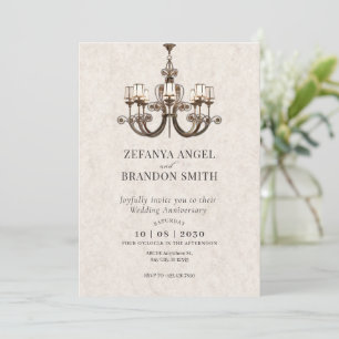 Invitación Aniversario del boda de las lámparas de araña anti