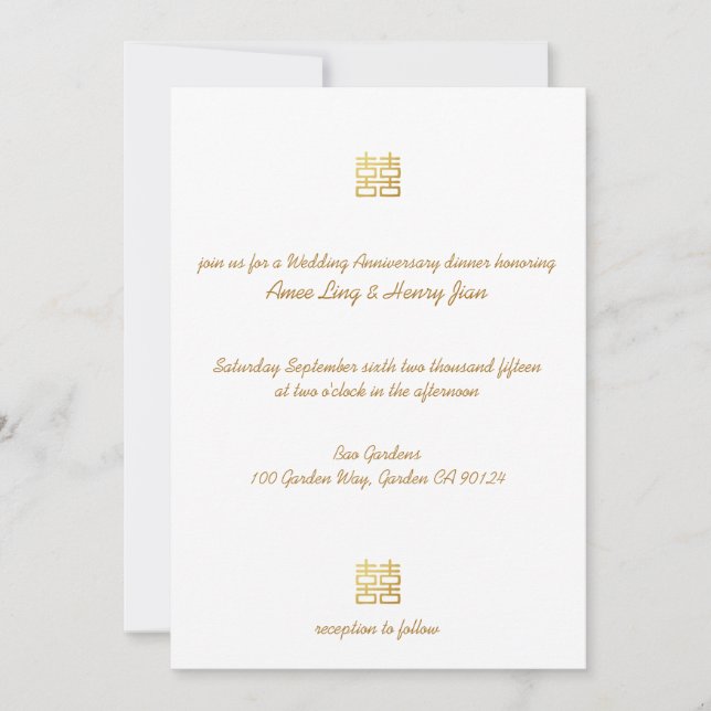 Invitación Aniversario del Boda de las linternas de la felici (Anverso)