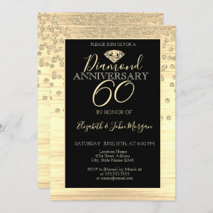 Invitación Aniversario del Boda de los diamantes de oro de la