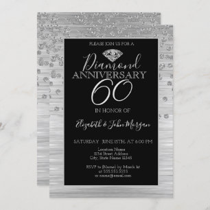 Invitación Aniversario del Boda de los diamantes de plata de 