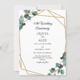 Invitación Aniversario del Boda de Luxe Emerald Greenery