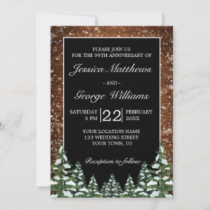 Invitación Aniversario del Boda de Madera y Bosques de Nieve