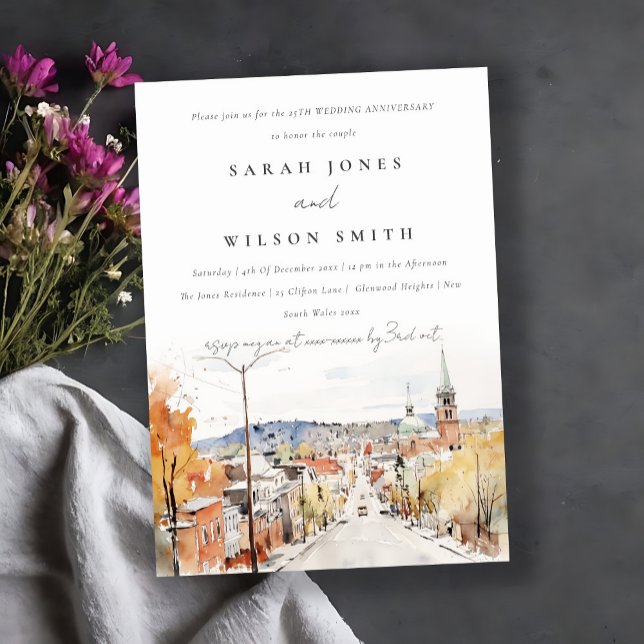 Invitación Aniversario del Boda de Montpelier City Scape Verm (Subido por el creador)