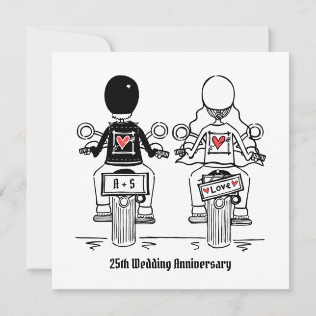 Invitación Aniversario del Boda de motocicletas personalizado (Anverso)