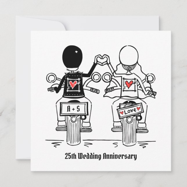 Invitación Aniversario del Boda de motocicletas personalizado (Anverso)