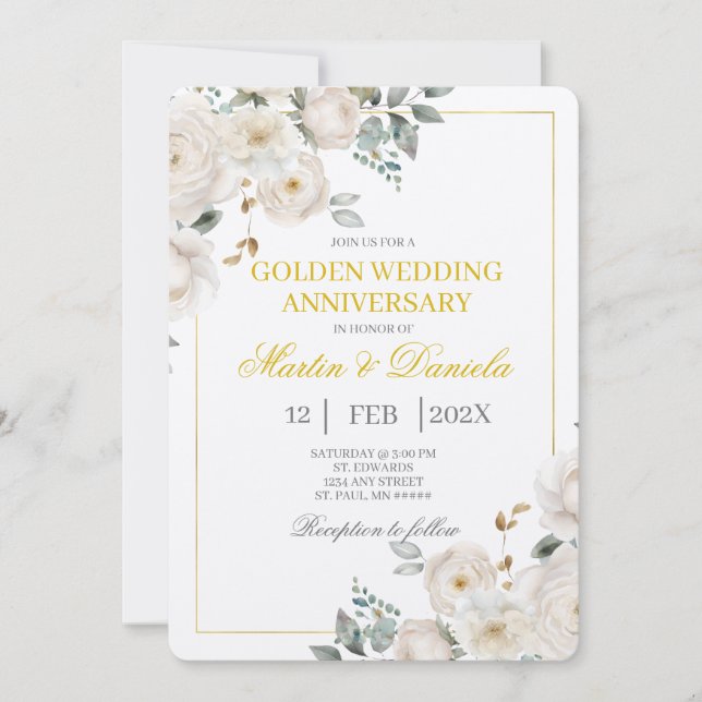 Invitación Aniversario del boda de Oro (Anverso)