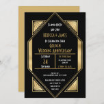 Invitación Aniversario del Boda de Oro Art Deco<br><div class="desc">En los años 20,  con esta invitación de oro y negro estilo Art Deco a tu fiesta de Bodas de Oro,  el hotel se remonta a la época del año. Personalice fácilmente la tipografía con sus detalles.</div>