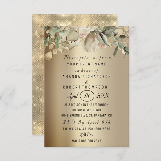 Invitación Aniversario del Boda de Oro Brunch Sepia (Anverso / Reverso)