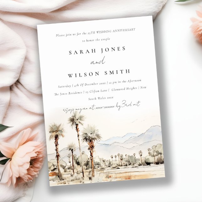 Invitación Aniversario del Boda de Palm Springs California (Subido por el creador)