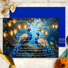 Invitación Aniversario del Boda de Peacock romántico artístic