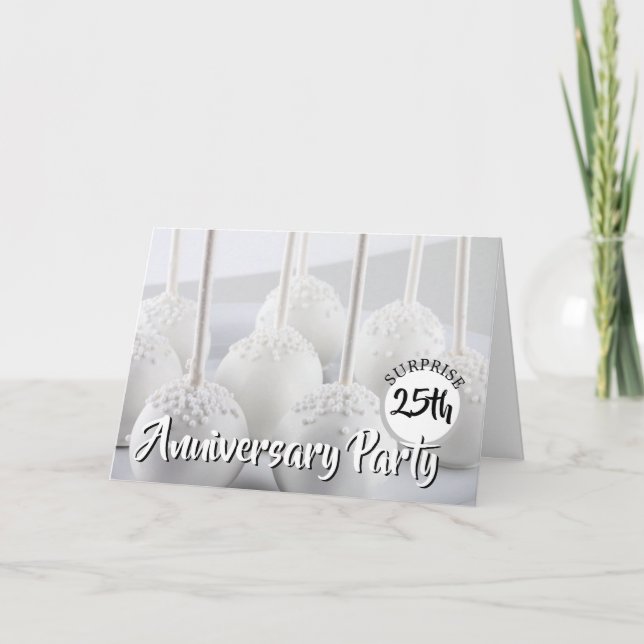 Invitación Aniversario del Boda de Sorpresa de White Cake Pop (Anverso)