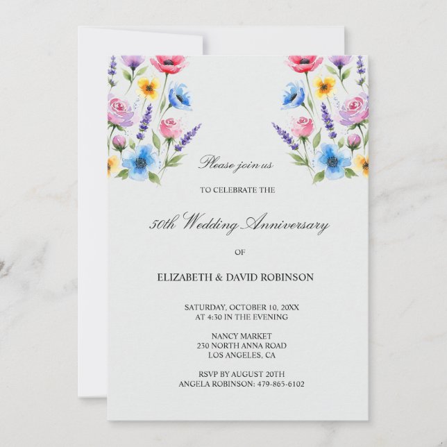 Invitación Aniversario del boda del 50° aniversario de Grey (Anverso)