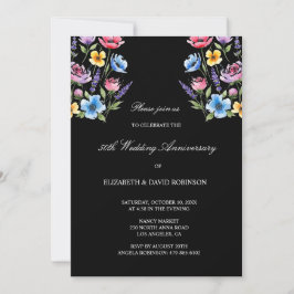 Invitación Aniversario del boda del 50 aniversario negro