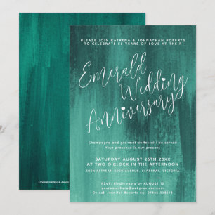 Invitación Aniversario del boda del arte abstracto verde esme