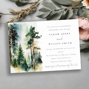 Invitación Aniversario del Boda del bosque de Woodland Waterc