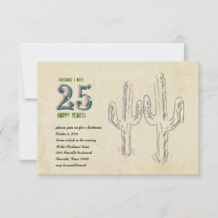 Invitación Aniversario del Boda del Cactus del Viejo Oeste