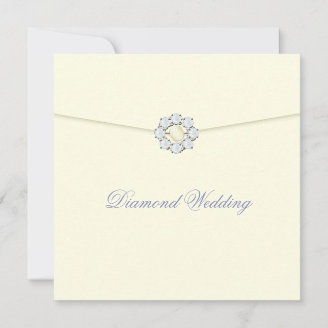 Invitación Aniversario del Boda del diamante con brocha de di (Anverso)