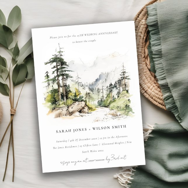 Invitación Aniversario del Boda del Esbozo del paisaje de los (Subido por el creador)