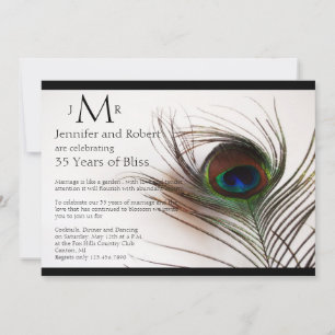 Invitación Aniversario del Boda del Glamour de la pluma de pa