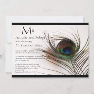 Invitación Aniversario del Boda del Glamour de la pluma de pa