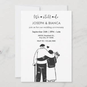 Invitación Aniversario del boda del ilustracion de pareja de 