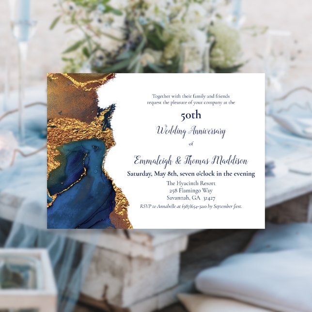 Invitación Aniversario del Boda del Oro Azul (Subido por el creador)