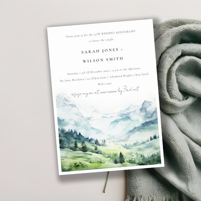 Invitación Aniversario del Boda del paisaje de las montañas d (Subido por el creador)