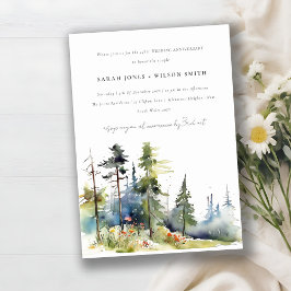 Invitación Aniversario del Boda del paisaje forestal de la mo