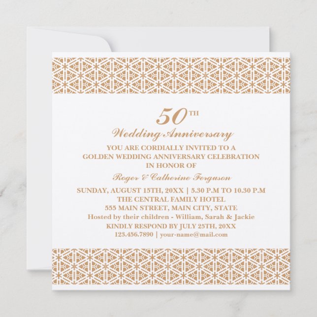 Invitación Aniversario del Boda del patrón de origen (Anverso)