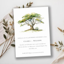 Aniversario del Boda del roble acuarela verde