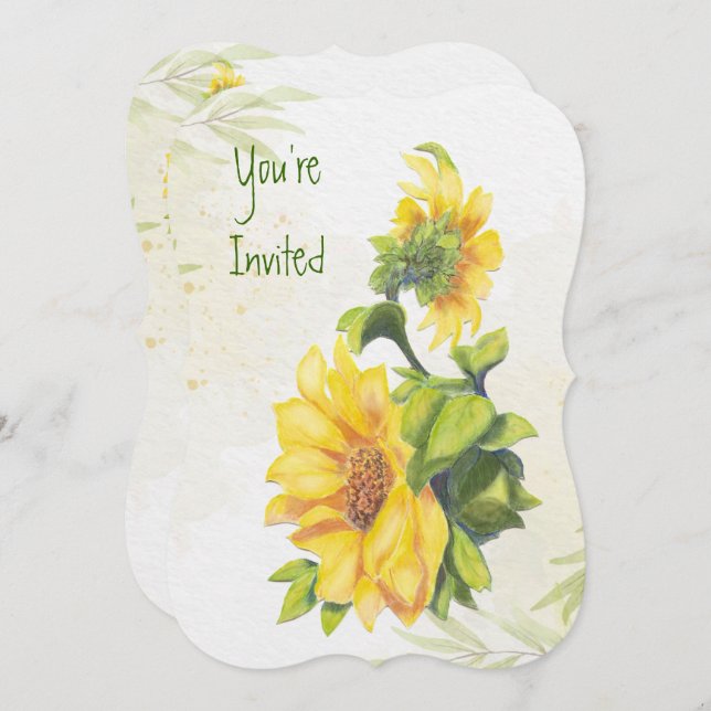 Invitación Aniversario del boda Flor de los Sunflowers Garden (Anverso / Reverso)