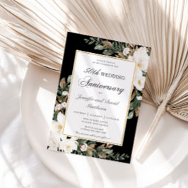 Invitación Aniversario del Boda Floral de Algodón de Marfil M