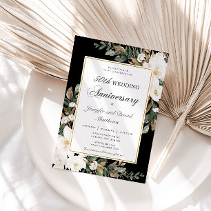 Invitación Aniversario del Boda Floral de Algodón de Marfil M