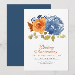 Invitación Aniversario del Boda floral de la Naranja de la Ma
