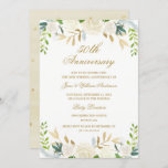 Invitación Aniversario del Boda floral Gold Elegant Watercolo<br><div class="desc">Elegantes invitaciones de aniversario de boda con un suave diseño de acuarela floral en tonos dorados,  crema,  limón y verde. El texto de estilo clásico en oro puede ser totalmente personalizado. Colección de Bodas en la Pequeña Tienda Bayleigh!</div>