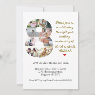 Invitación Aniversario del Boda fotográfico número ocho Perso