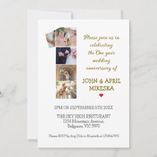 Invitación Aniversario del Boda fotográfico número uno