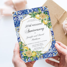 Invitación Aniversario del Boda geométrico de la floral de li