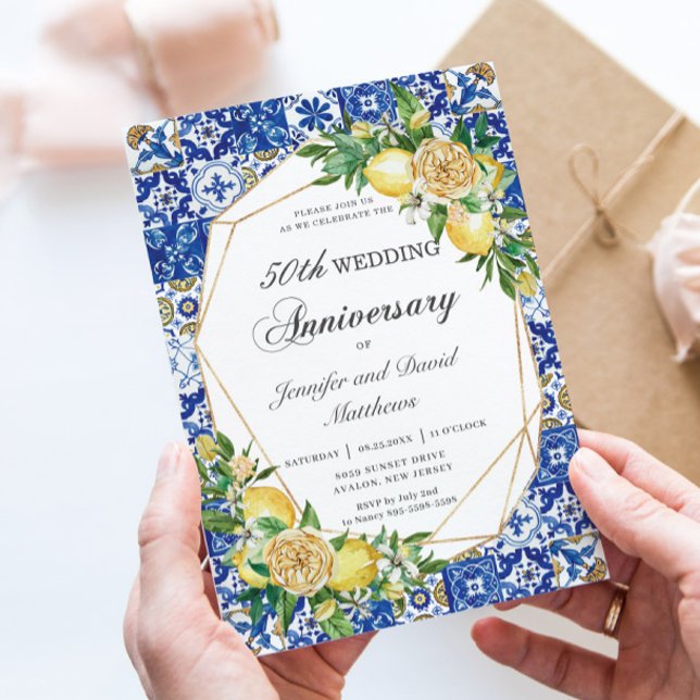Invitación Aniversario del Boda geométrico de la floral de li (Subido por el creador)