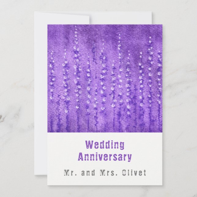 Invitación Aniversario del Boda Lilac Lupines (Anverso)