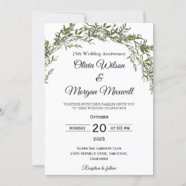 Invitación Aniversario del Boda moda Classic Greenery