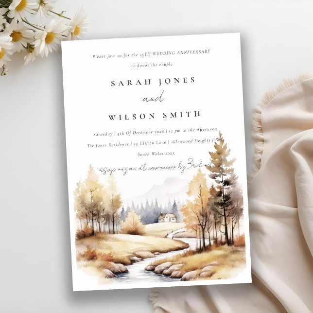 Invitación Aniversario del Boda paisajístico de otoño silenci (Subido por el creador)
