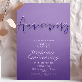 Invitación Aniversario del Boda Púrpura