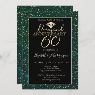 Invitación Aniversario del Boda Verde de los diamantes de Con