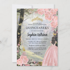 Invitación Aniversario del bosque de la Princesa Rosa Floral