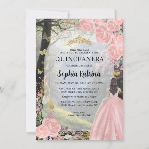 Invitación Aniversario del bosque de la Princesa Rosa Floral