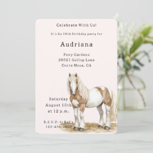 Invitación Aniversario del Caballo Blanco Marrón