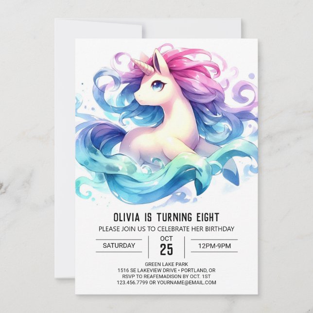 Invitación Aniversario del caballo de niños modernos (Anverso)