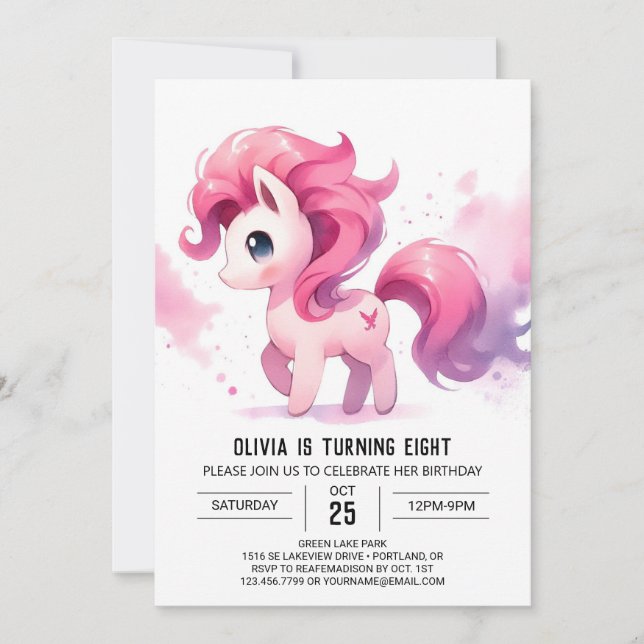 Invitación Aniversario del caballo de niños modernos (Anverso)