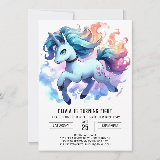Invitación Aniversario del caballo en línea encantado (Anverso)